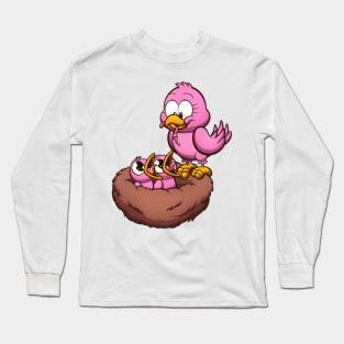 Mother Bird Feeding Her Nest Long Sleeve T-Shirt